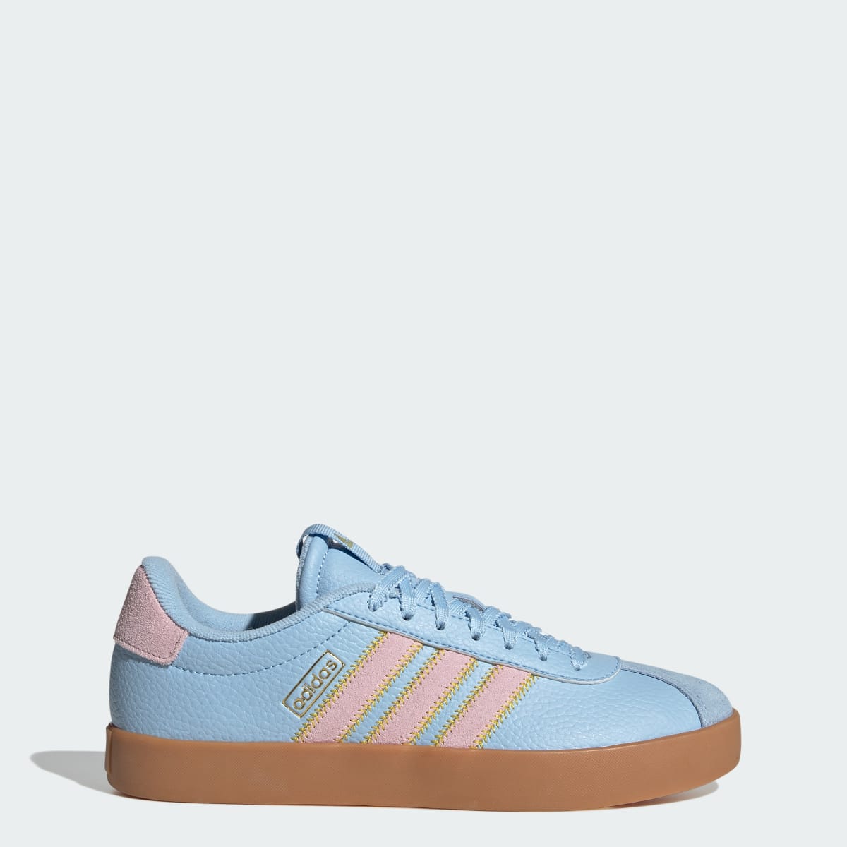 Adidas Women's VL COURT 3.0 SHOES - Clear Sky / Clear Pink / Gold Metallic - Image 1