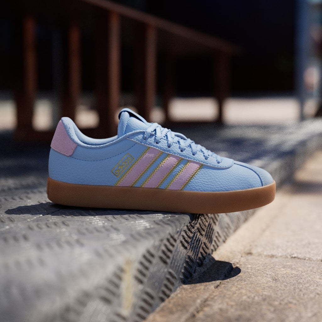 Adidas Women's VL COURT 3.0 SHOES - Clear Sky / Clear Pink / Gold Metallic - Image 3