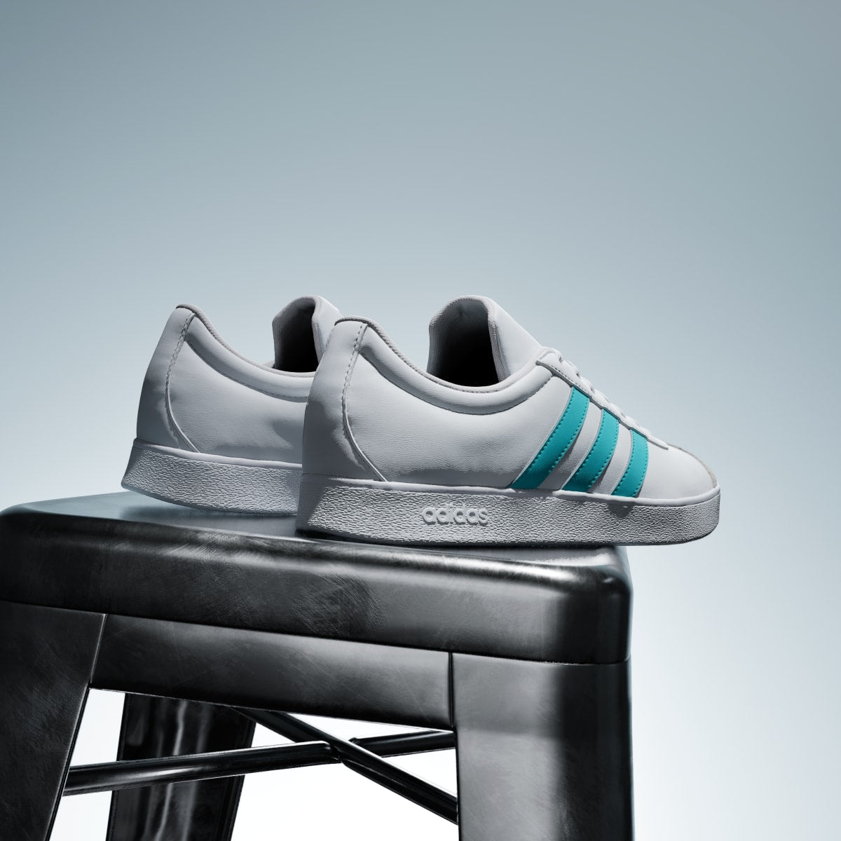 Adidas Women's VL COURT MER Shoes - Cloud White / Semi Mint Rush / Grey One - Image 6