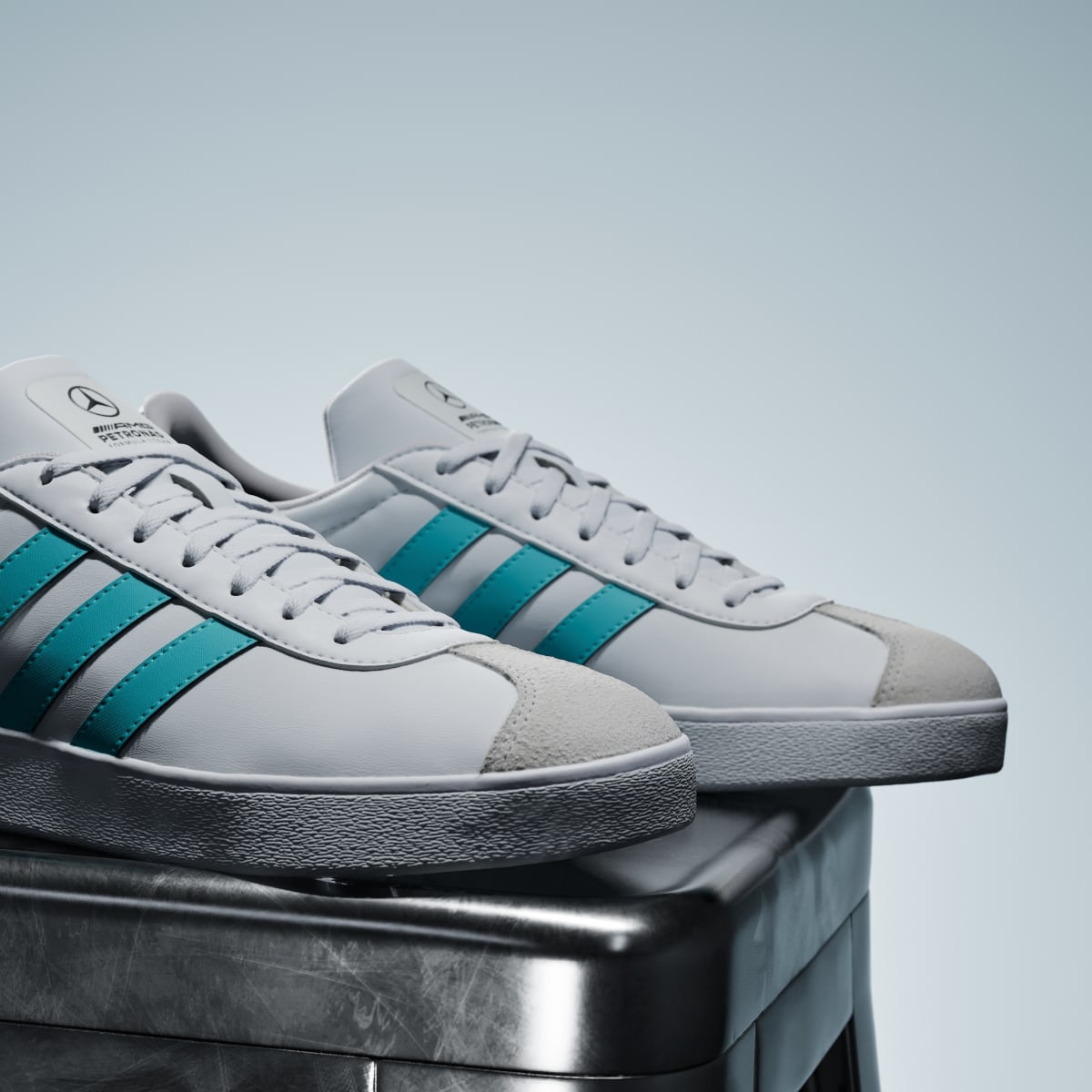 Adidas Men's VL COURT MER Shoes - Cloud White / Semi Mint Rush / Grey One - Image 9
