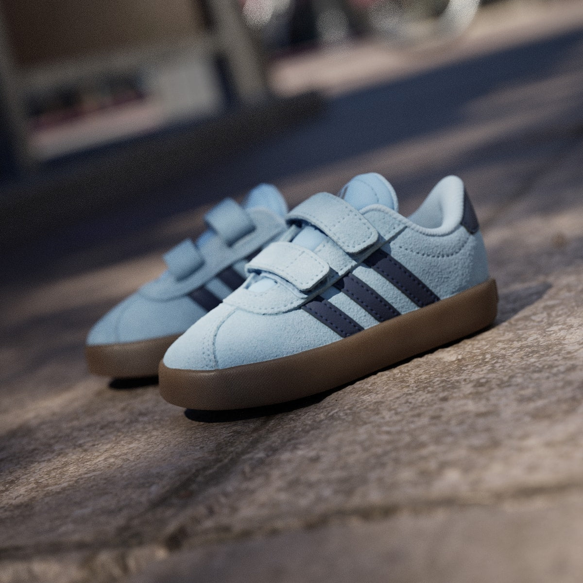 Adidas Kids' VL Court 3.0 Shoes - Clear Sky / Night Indigo / Gum - Image 8