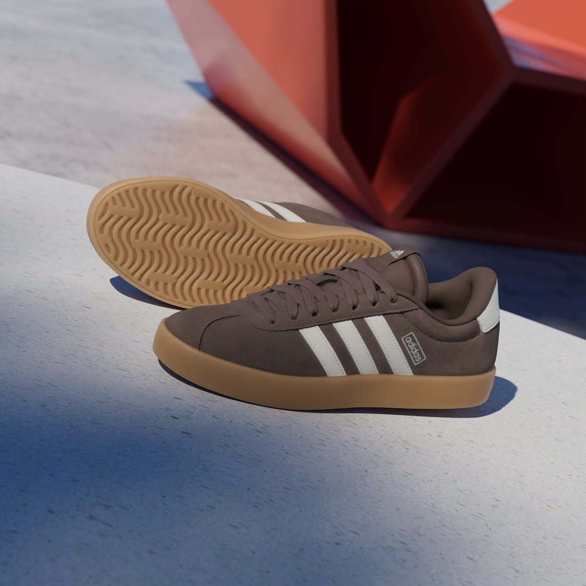 Adidas Women's VL Court 3.0 Shoes - Earth Strata / Chalk White / Gum - Image 4