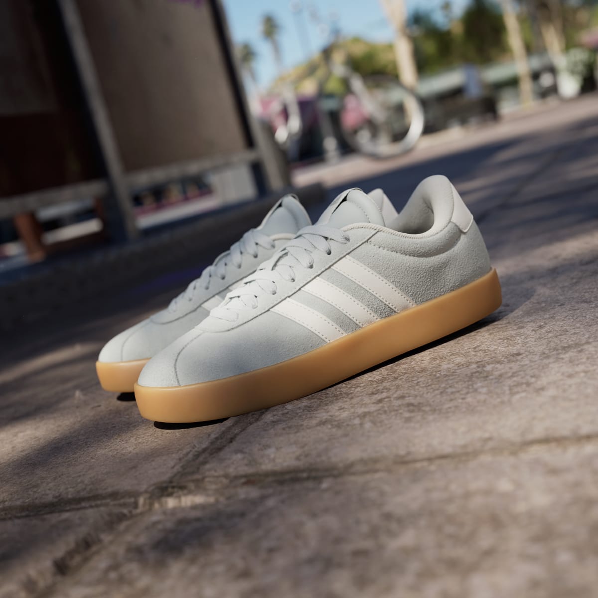 Adidas Women's VL Court 3.0 Shoes - Wonder Silver / Off White / Gum - Image 8