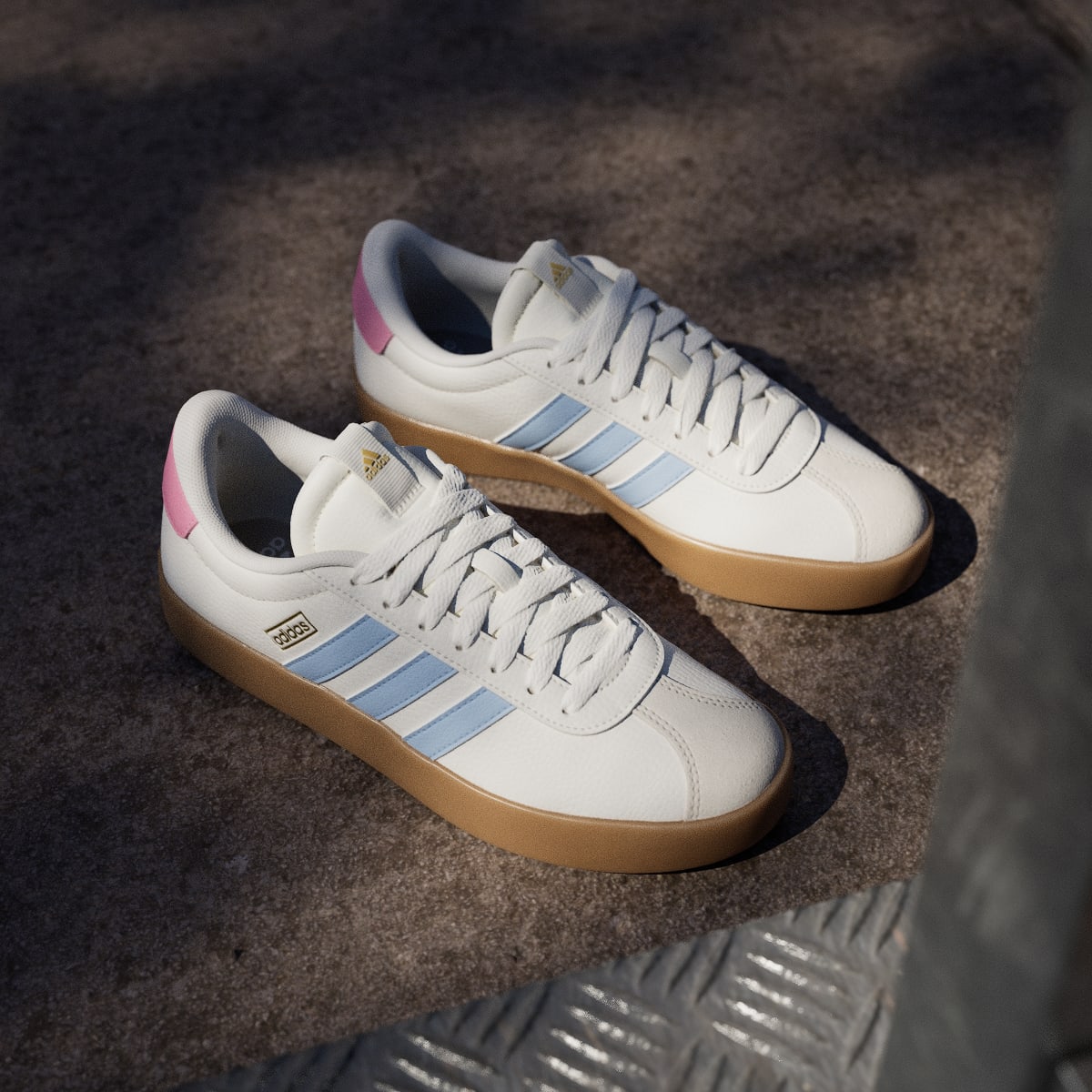 Adidas Women's VL Court 3.0 Shoes - Core White / Clear Sky / Bliss Pink - Image 5