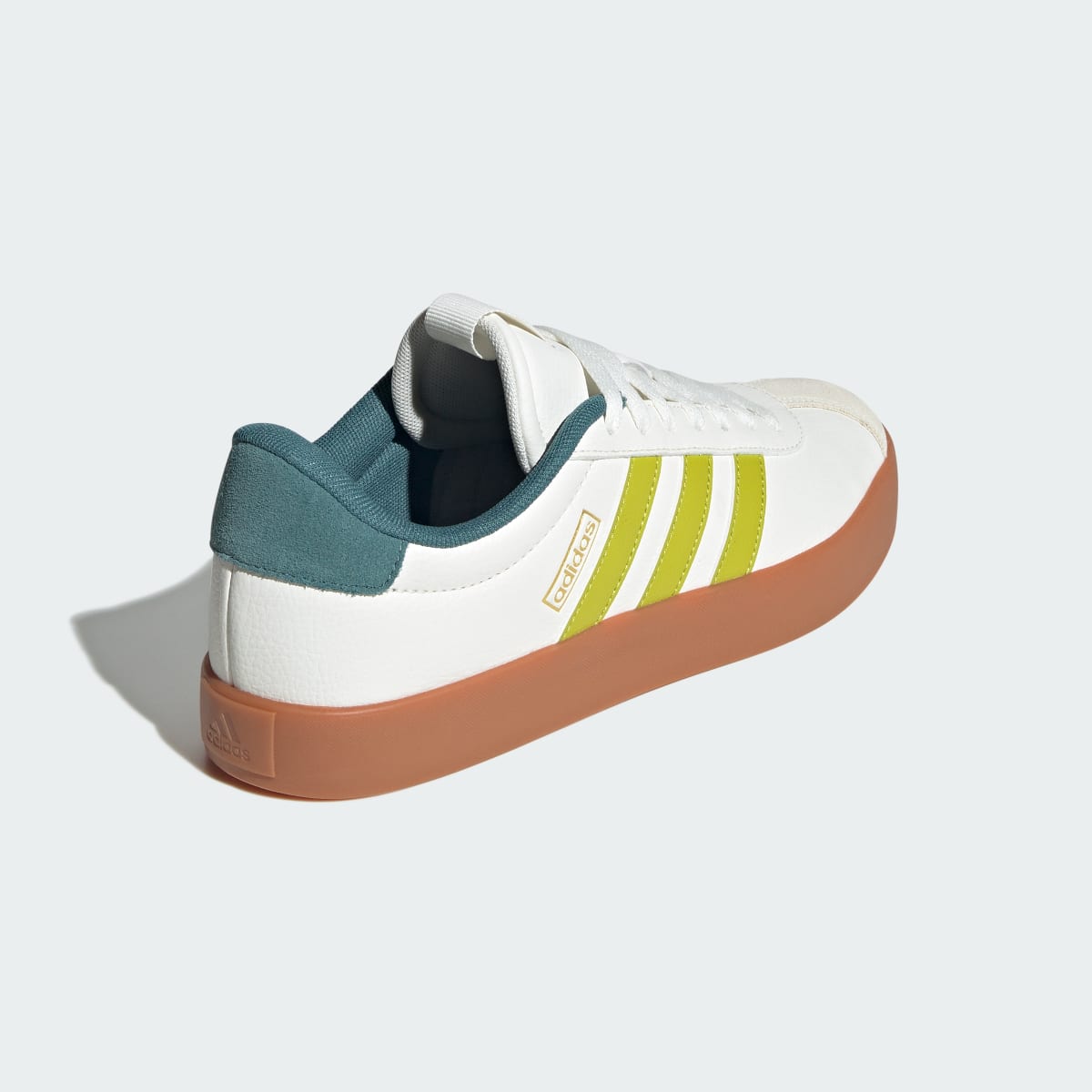 Adidas Men's VL Court 3.0 Shoes - Core White / Preloved Lime / Preloved Teal - Image 5
