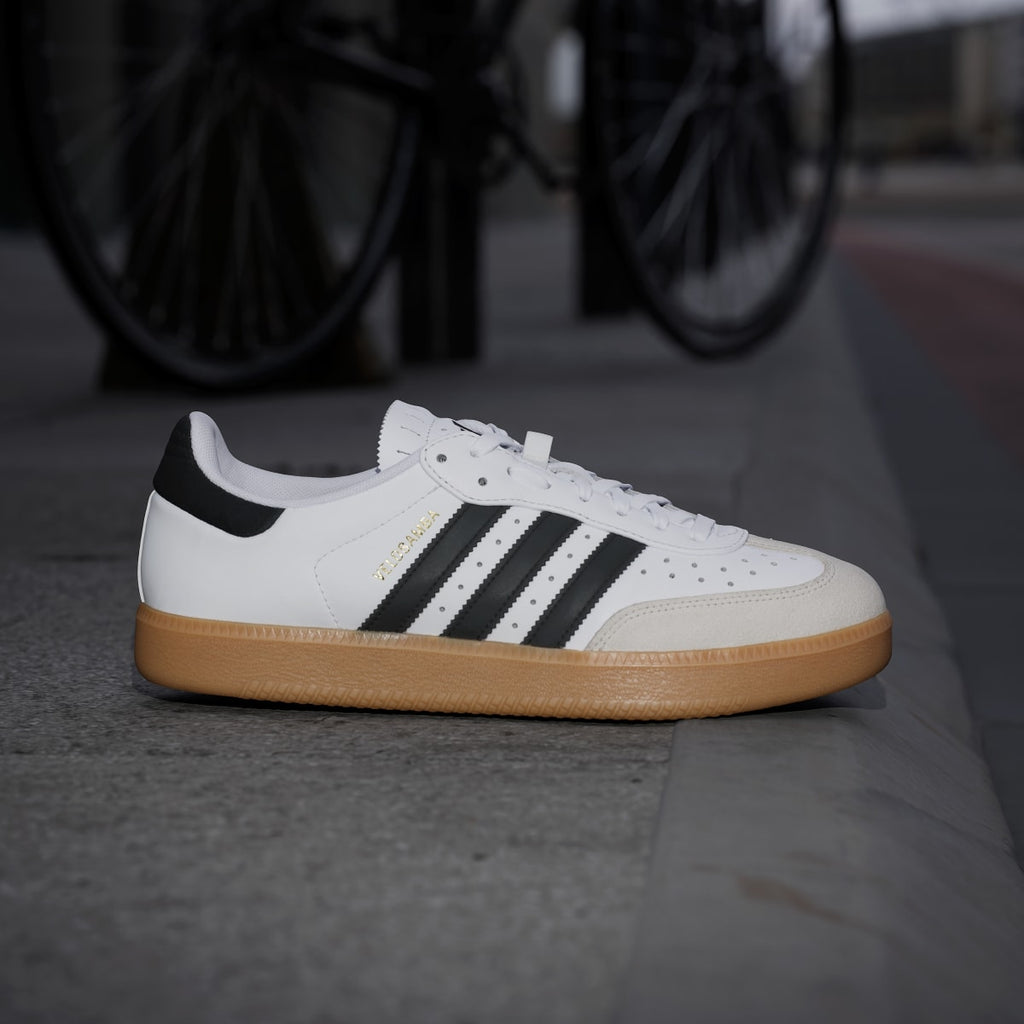 Adidas Men's Velosamba Leather Shoes - Cloud White / Core Black / Gold Metallic - Image 3