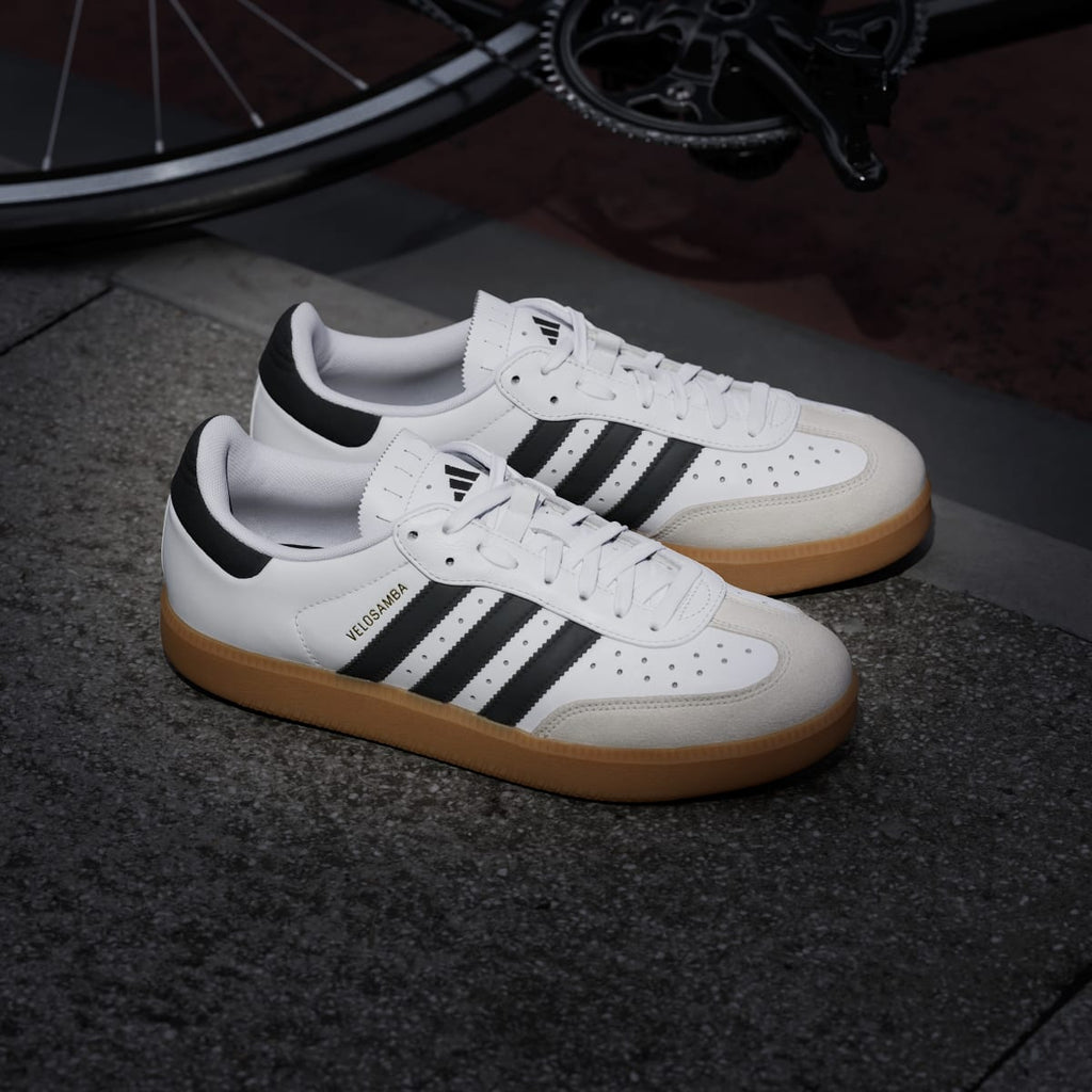 Adidas Men's Velosamba Leather Shoes - Cloud White / Core Black / Gold Metallic - Image 8