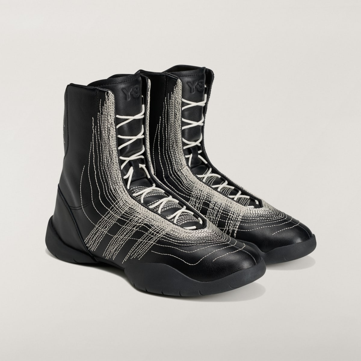 Adidas Men's Y-3 REGU HI Shoes - Black / Black / Alumina - Image 2