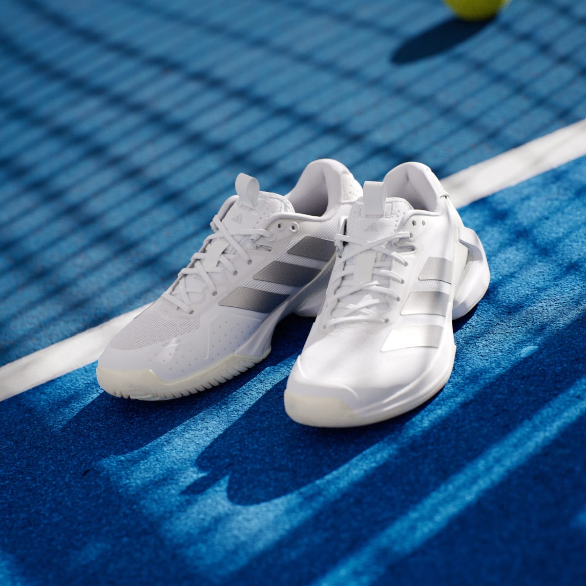 Adidas Women's adizero Ubersonic 5 Tennis Shoes - Cloud White / Silver Metallic / Cloud White - Image 5