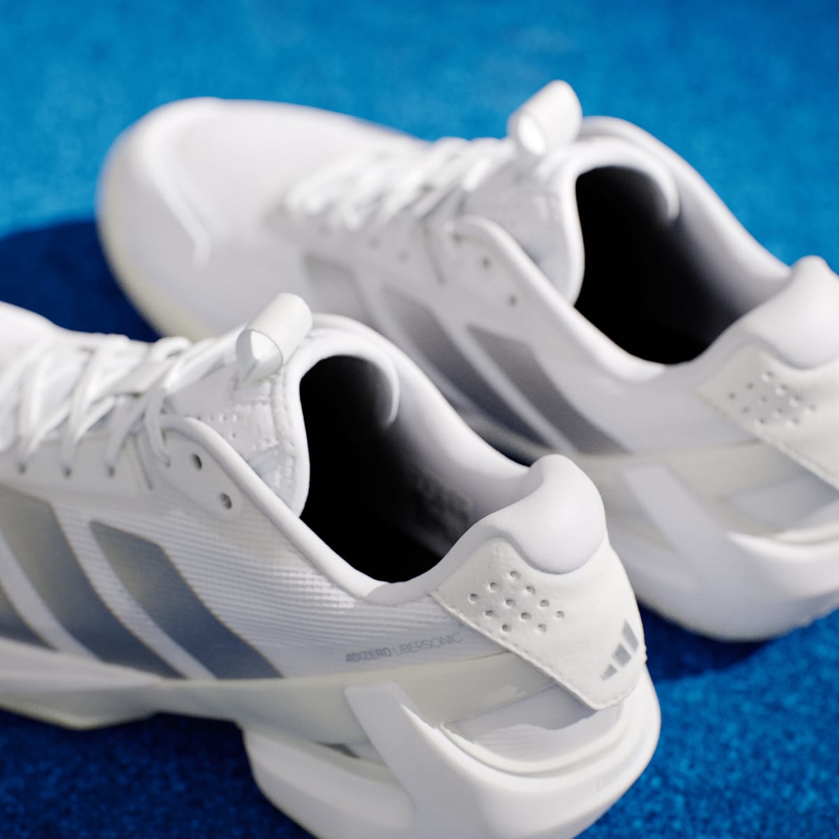 Adidas Women's adizero Ubersonic 5 Tennis Shoes - Cloud White / Silver Metallic / Cloud White - Image 9